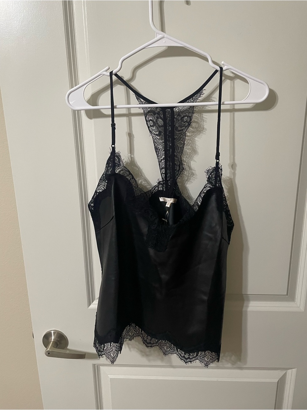 NWT Gold Hawk Diana faux leather lace camisole top